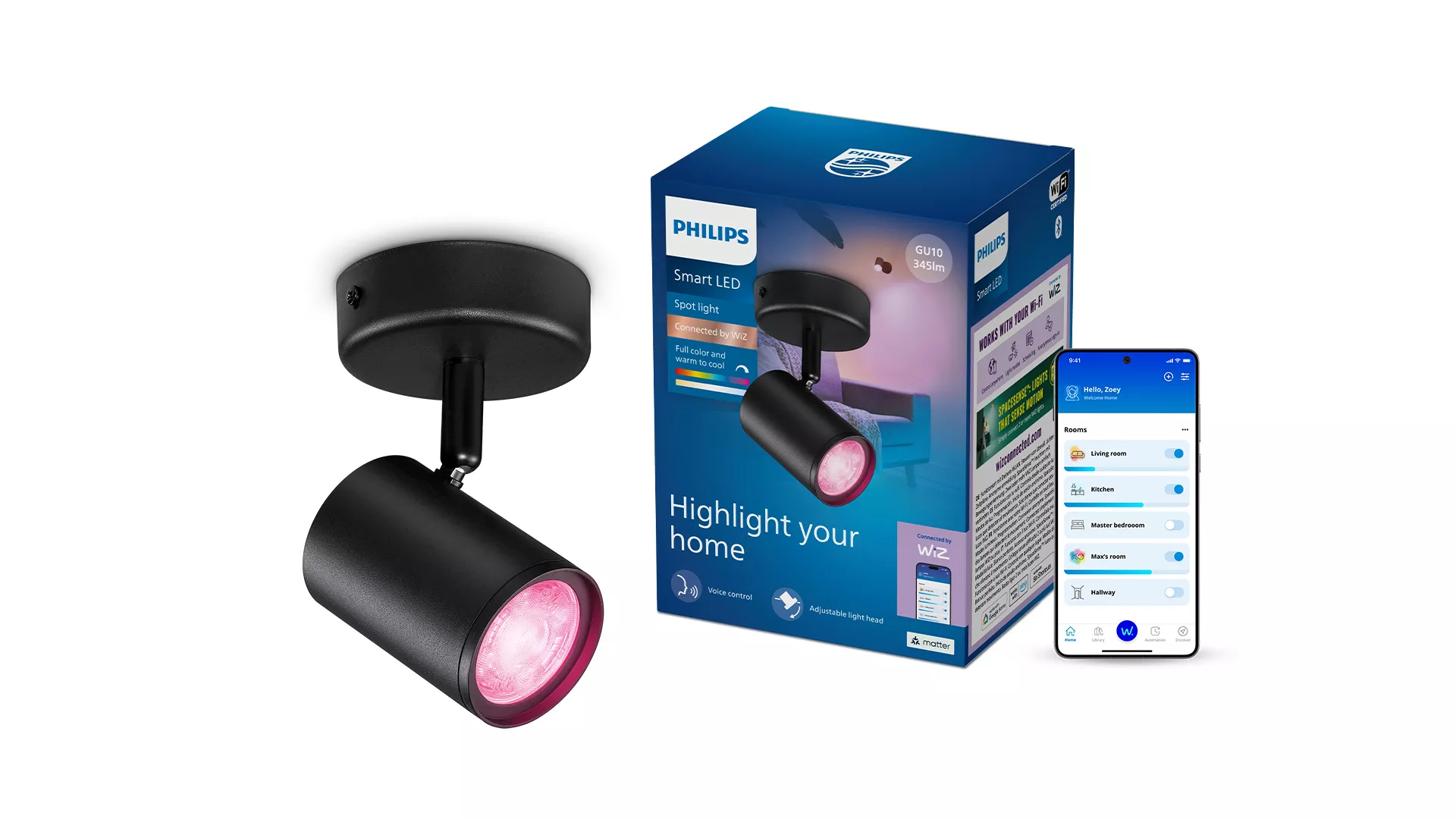 Philips by Signify Philips Smart Spotlight x1, GU10, 345 lm, Black – image 2