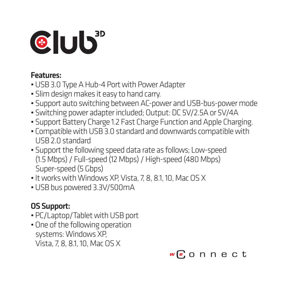 CLUB3D USB 3.0 Hub 4-Port with Power Adapter – image 7