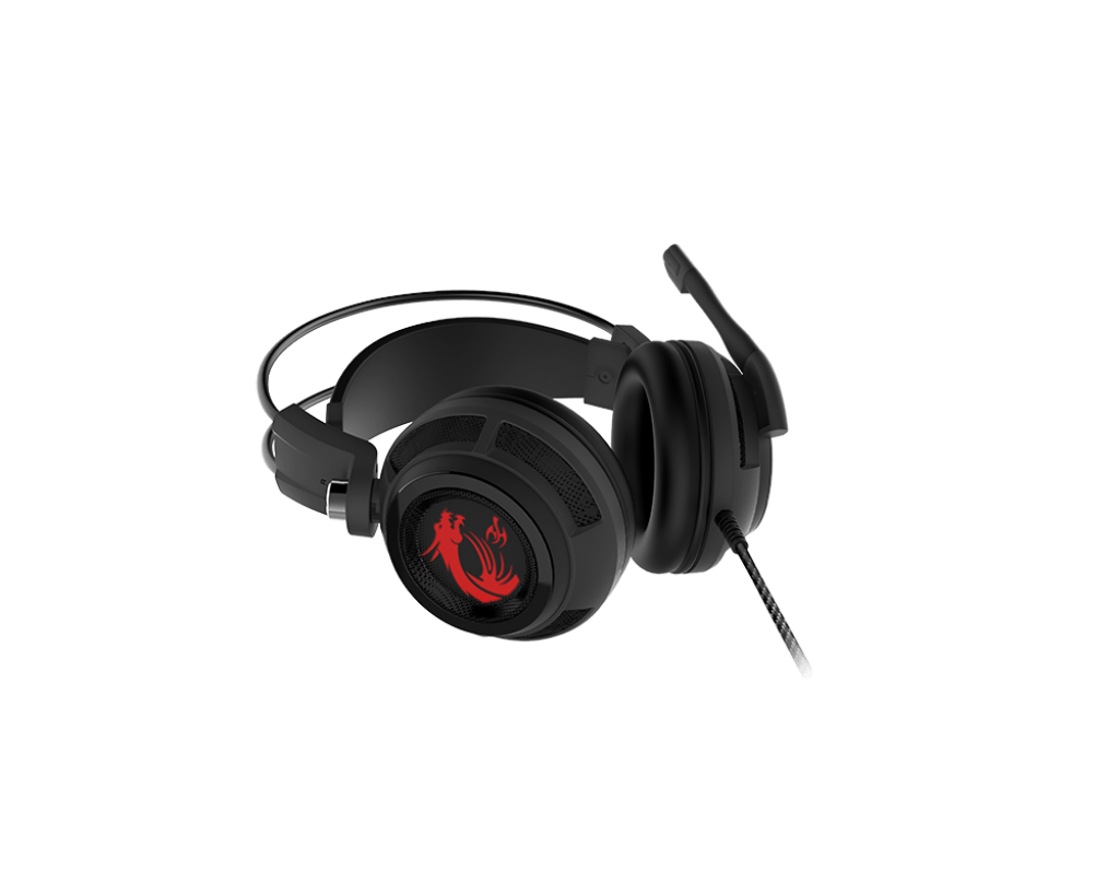 MSI DS502 7.1 Virtual Surround Sound Gaming Headset 'Black with Ambient Dragon Logo, Wired USB connector – image 3
