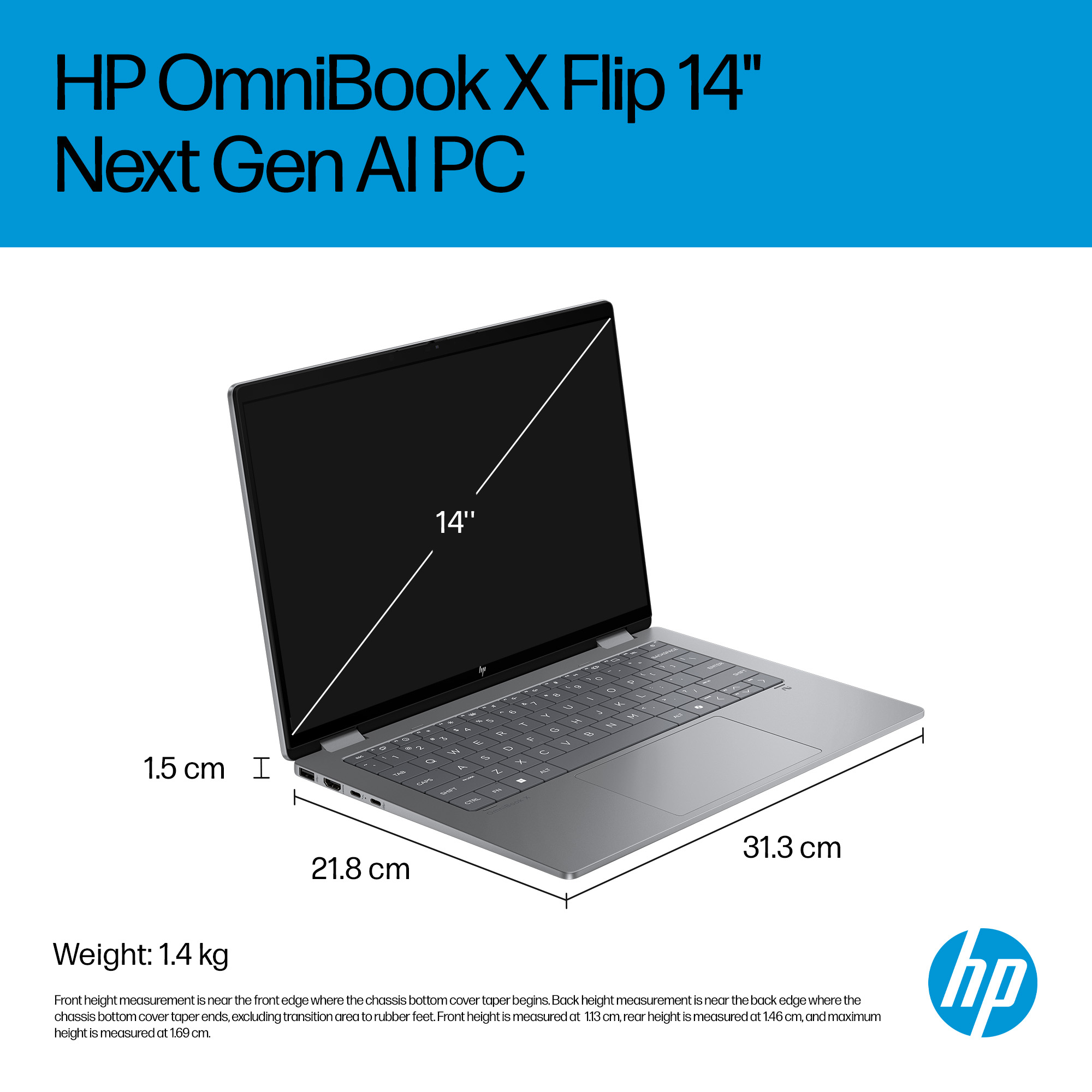 HP OmniBook X FlipNGAI 14-fm0503sa Copilot+ PC Intel Core Ultra 7 256V Hybrid (2-in-1) 35.6 cm (14″) Touchscreen 2K 16 GB LPDDR5x-SDRAM 1 TB SSD Wi-Fi 7 (802.11be) Windows 11 Home Silver image 8
