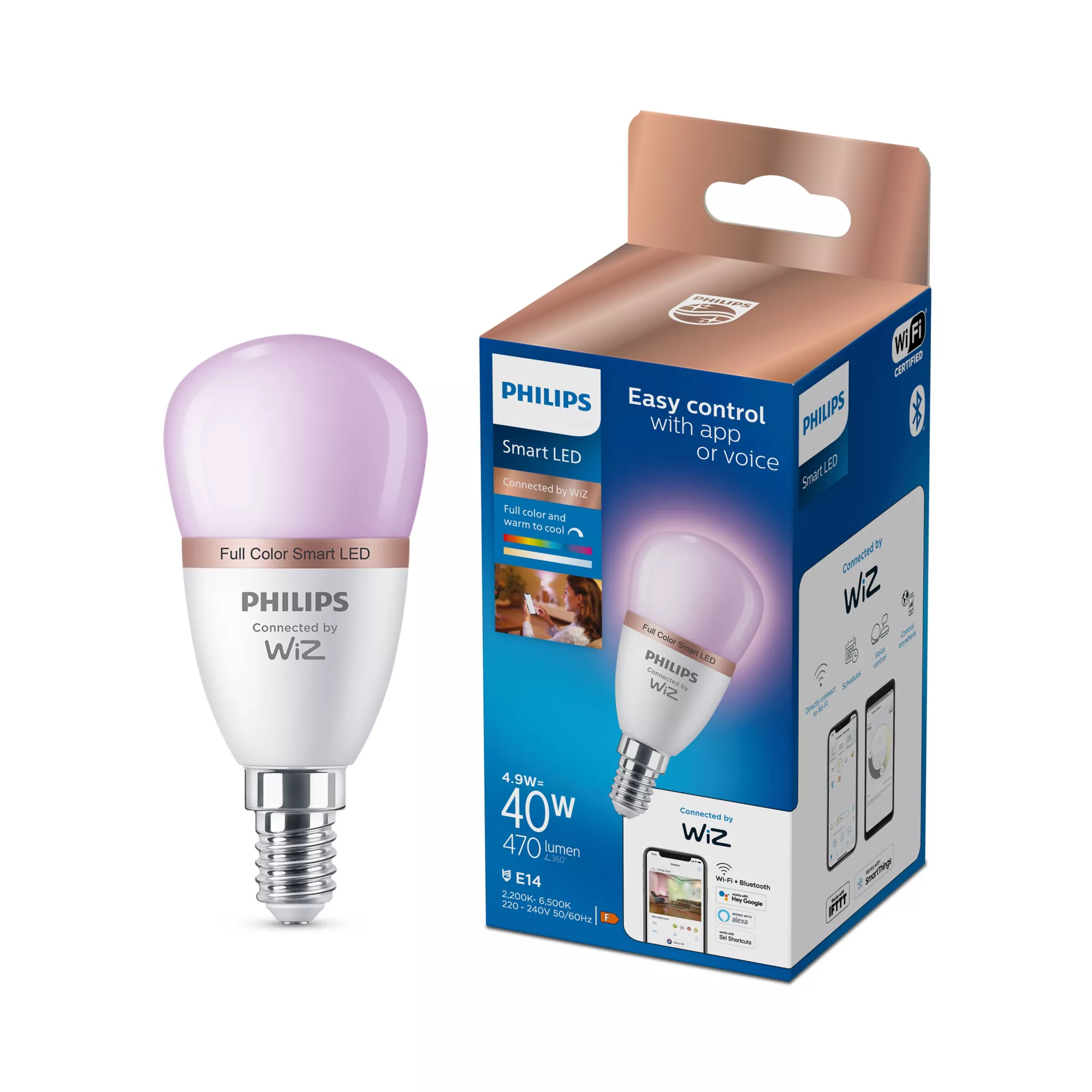 Philips by Signify Philips Smart LED RGB P45 Bulb, E14 Base, 470 lm – image 2