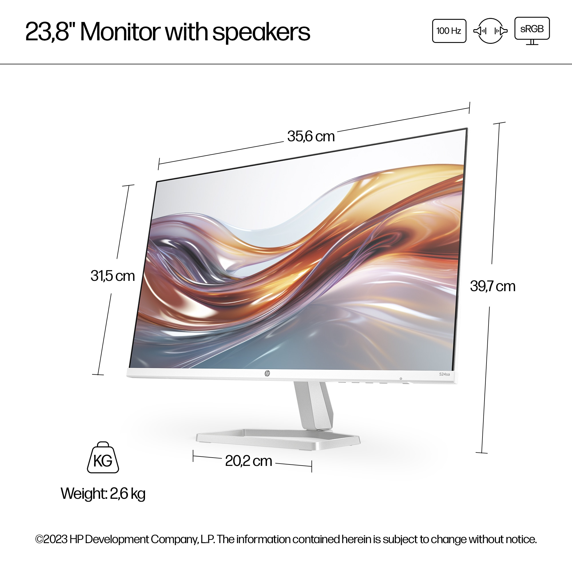 HP Series 5 23.8 inch FHD Monitor with Speakers - 524sa – image 5