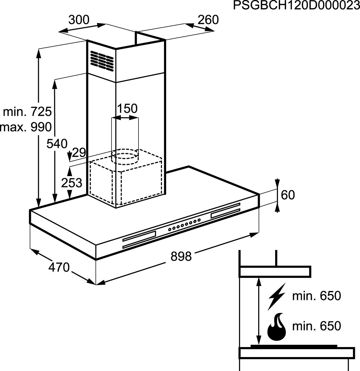 AEG X69453MD02 Wall-mounted Stainless steel 470 m³/h – image 3