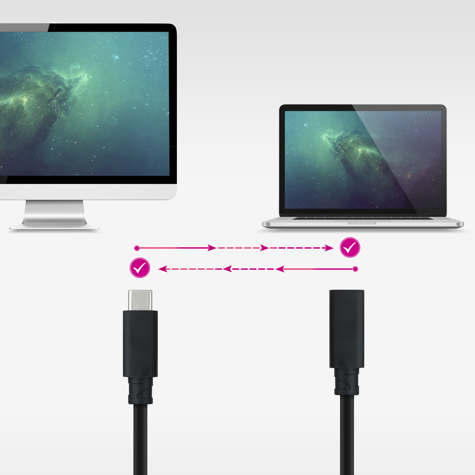 Resim Nanocable 10.01.4500 USB 3.2 Gen 2x2 C-to-C Kablo, 0.5m, Siyah