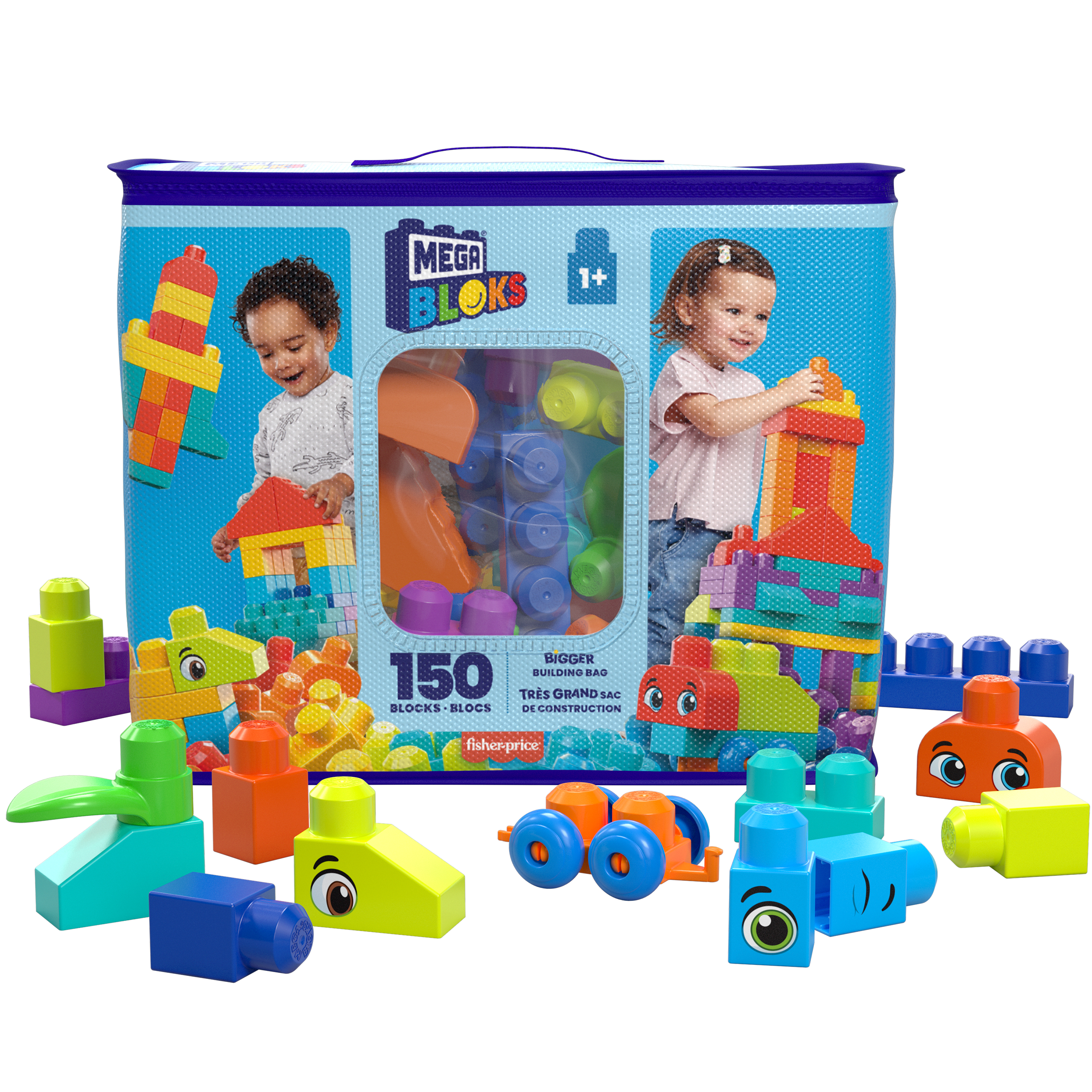 MEGA BLOKS Bigger Building Bag ‐rakennussetti, johon kuuluu 150 suurta rakennuspalikkaa