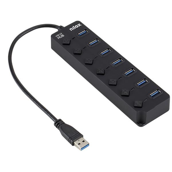 Nilox NXHUB-06 interface hub USB 3.2 Gen 1 (3.1 Gen 1) Type-A 5000 Mbit/s Black