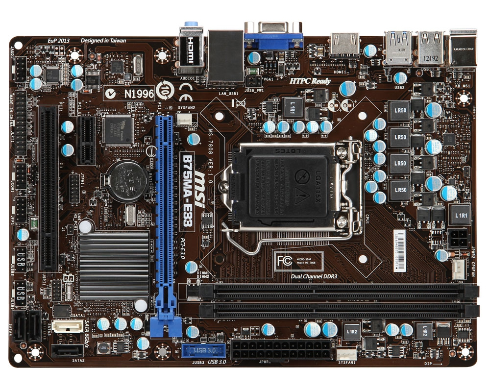 MSI B75MA-E33 motherboard Intel B75 LGA 1155 (Socket H2) micro ATX
