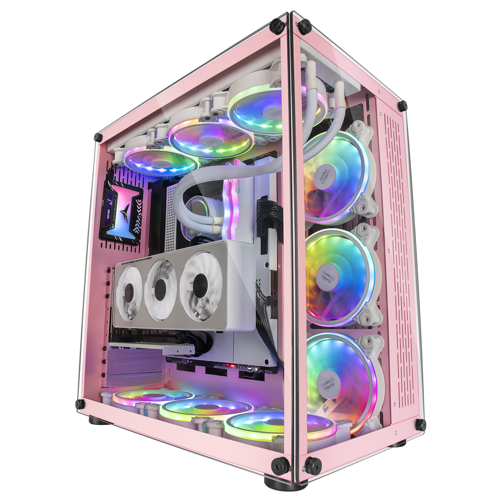 Mars Gaming MCVP PC Case XXL ATX Double Window Tempered Glass Pink – image 1
