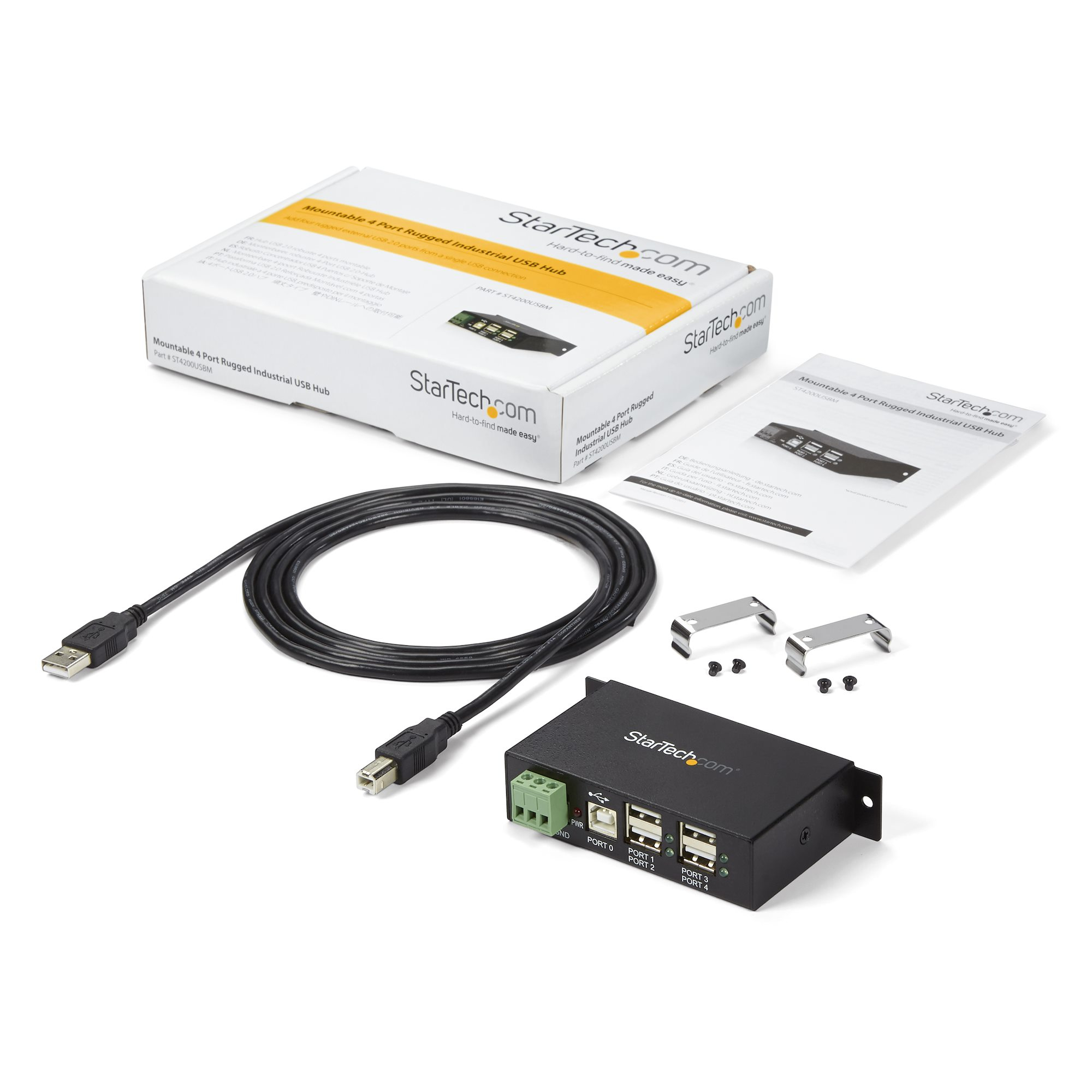 StarTech.com 4-Port USB 2.0 Hub - Metal Industrial USB-A Hub - Din Rail, Wall or Desk Mountable USB Data Hub - TAA Compliant USB Expander Hub – image 8