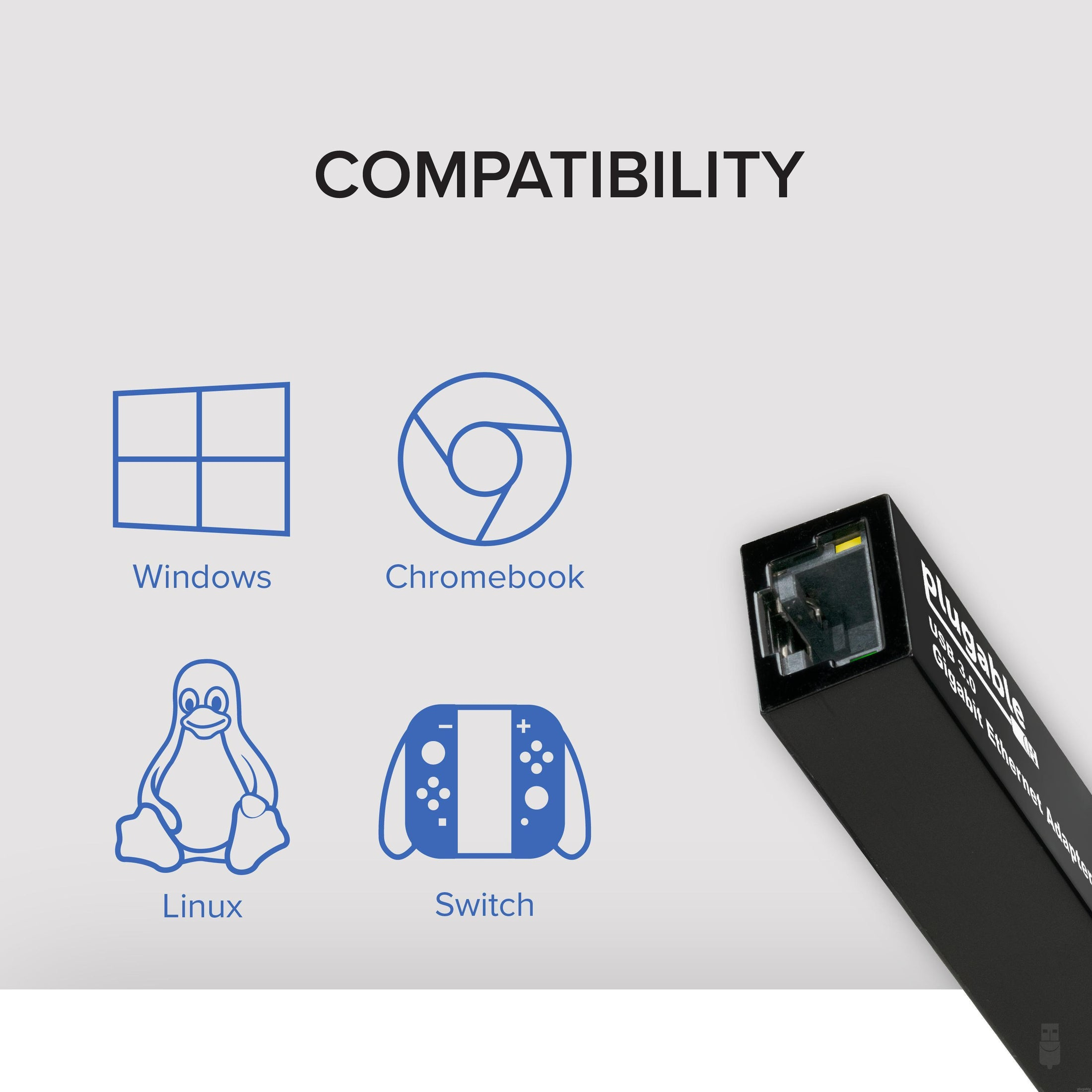 صورة محول Plugable Technologies USB3-E1000 USB 3.0 إلى جيجابت إيثرنت، 1000 ميجابت/ثانية، أسود