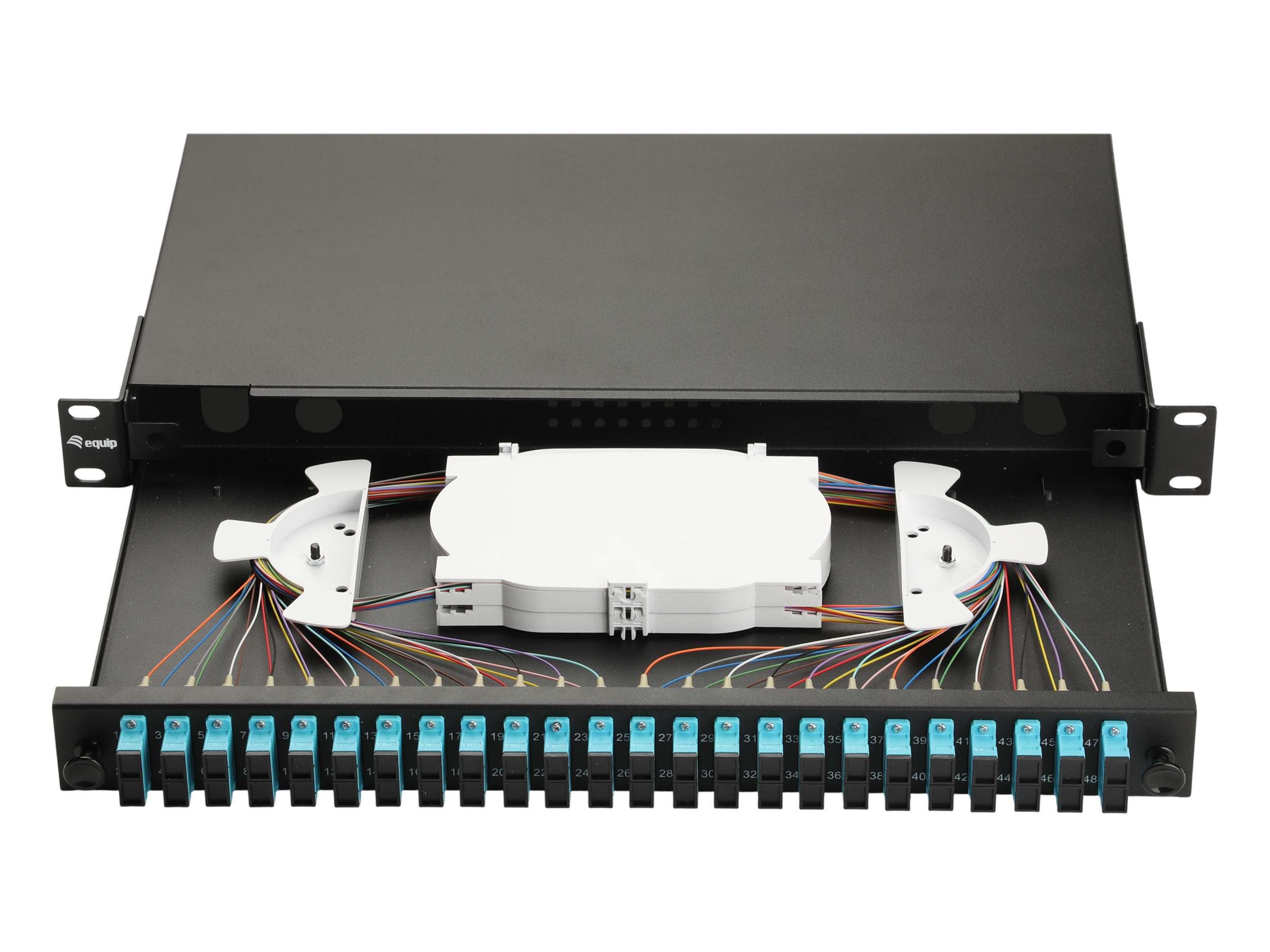 Equip LWL-Spleißkasten 24-Port SC-Duplex OM3 1U komplett  sw
