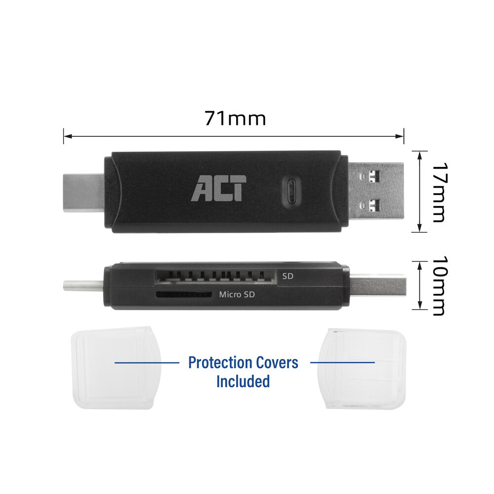 ACT USB-C/USB-A 3.0 card reader – image 2