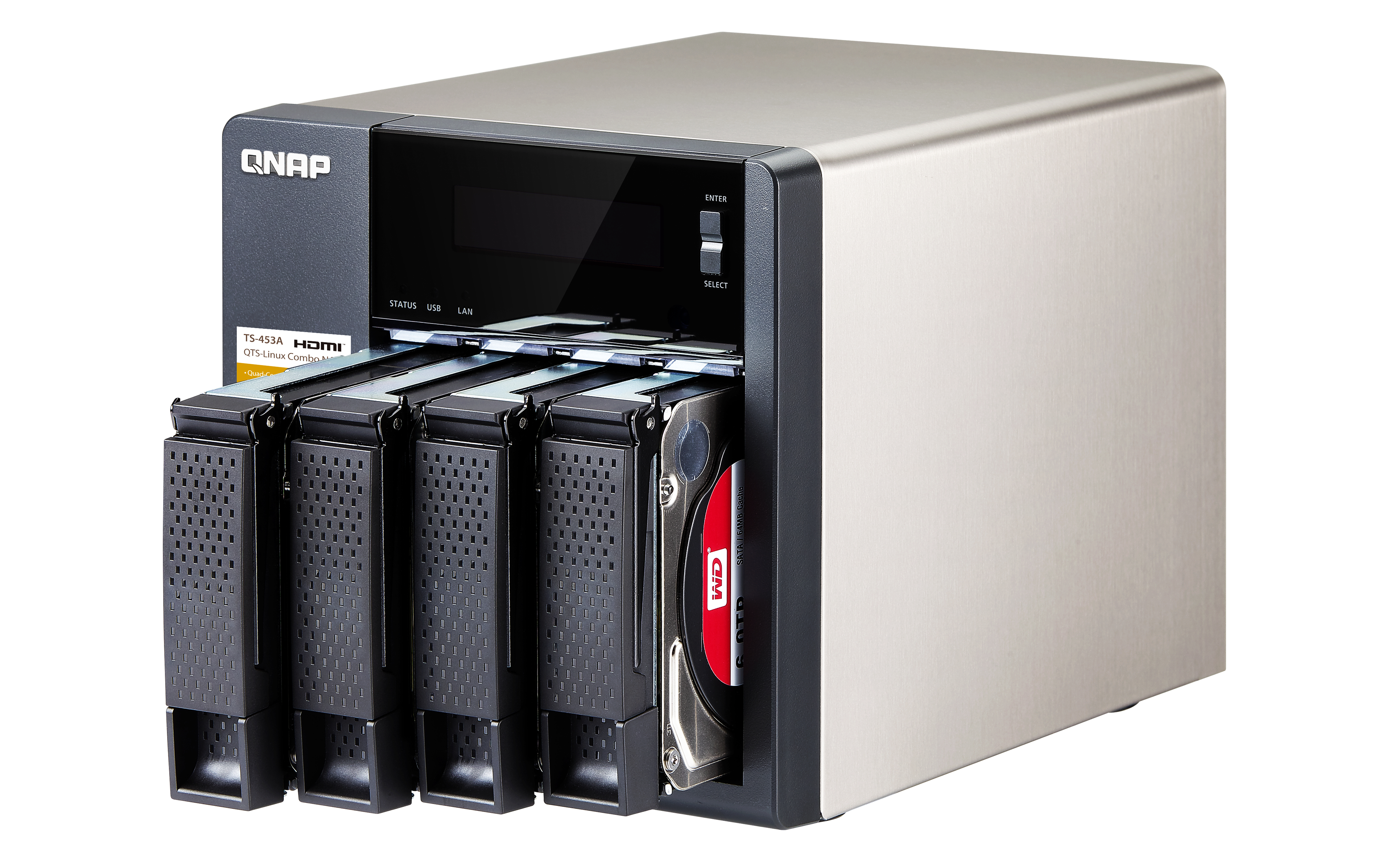 صورة QNAP TS-453A Intel Celeron N3150 NAS Tower 4GB DDR3L 24TB HDD