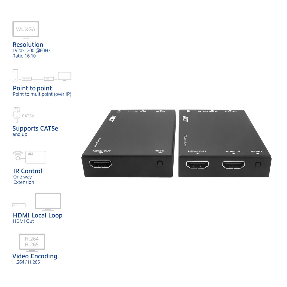 ACT HDMI over IP Extender Set, via CAT5e and up, 150 meters – image 2