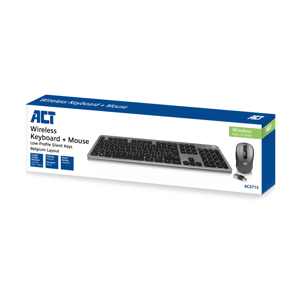 ACT AC5715 keyboard Mouse included Universal RF Wireless AZERTY Belgian Black – image 6