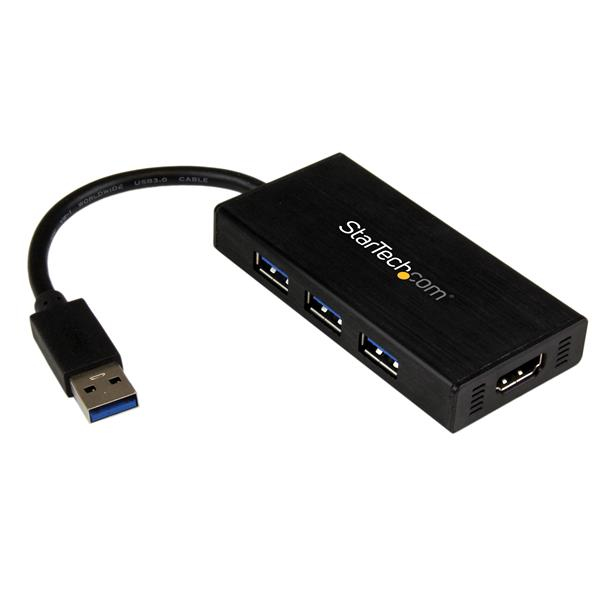 StarTech.com USB 3.0 to HDMI External Multi Monitor Graphics Adapter with 3-Port USB Hub – HDMI and USB 3.0 Mini Dock –