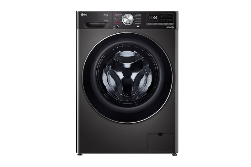 LG V9WD128H2B washer dryer Freestanding Front-load Black, Stainless steel