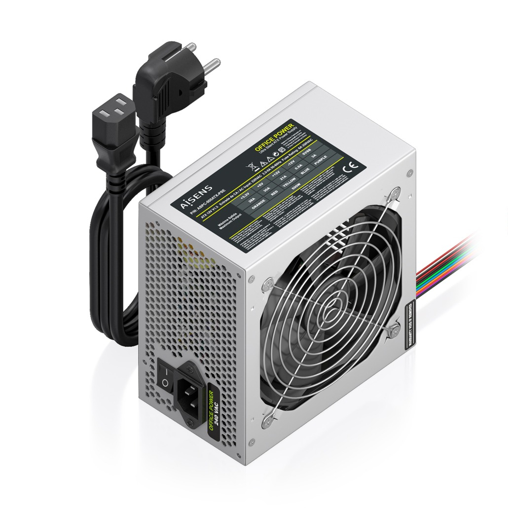 AISENS - FUENTE ALIMENTACION ATX 500W CON CABLE DE ALIMENTACION OEM, PLATA
