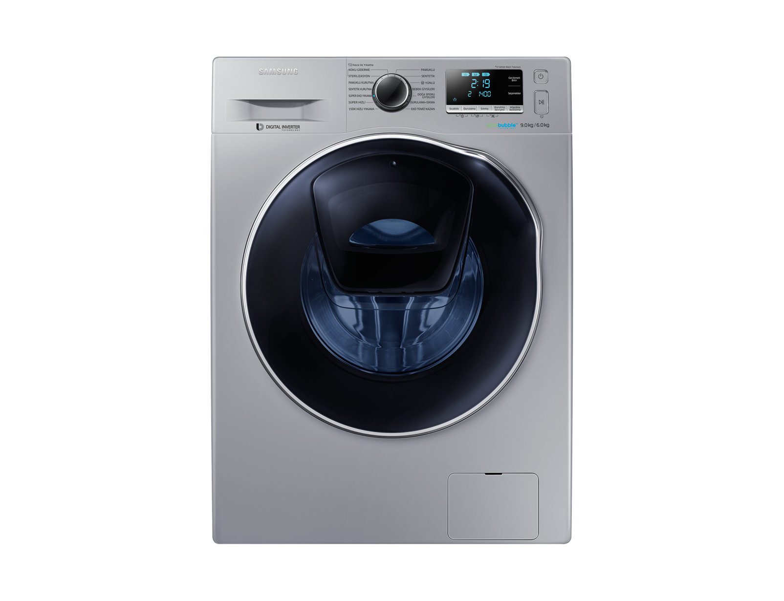 Samsung WD90K6410OS washer dryer Freestanding Front-load Silver – image 1