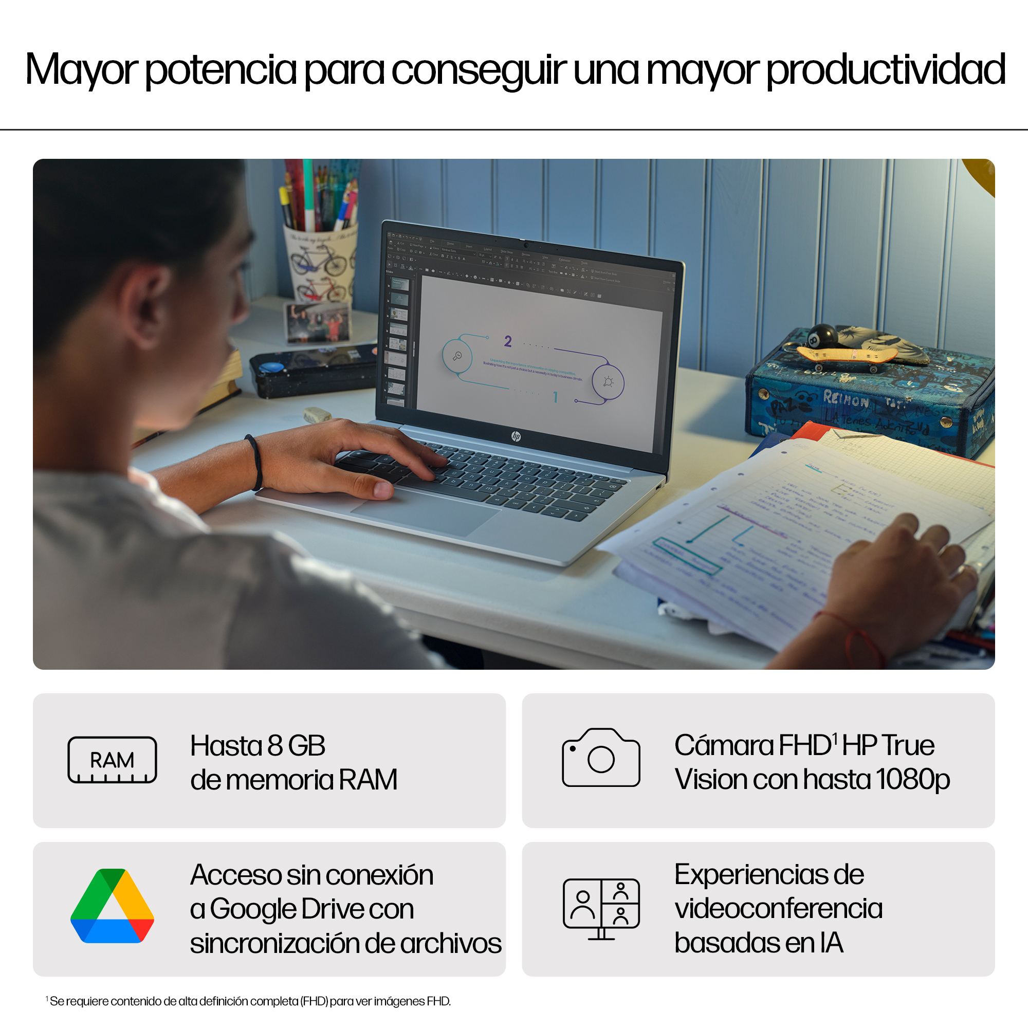 HP - Chromebook HP Chromebook Plus 14a-nf0000ns, i3-N305, 8GB, 256GB UFS, 14', ChromeOS. - imagen 9