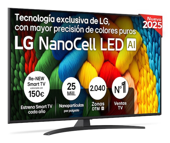 TV LED Lg NANOCELL 2025 55NANO81A6A 139cm 4K HDR10 60Hz Couleurs Pures webOS 25 — photo 1