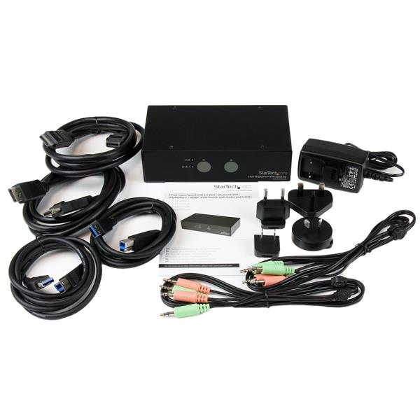StarTech.com 2 Port SuperSpeed USB 3.0 DisplayPort KVM Switch with Audio and Cables – image 4
