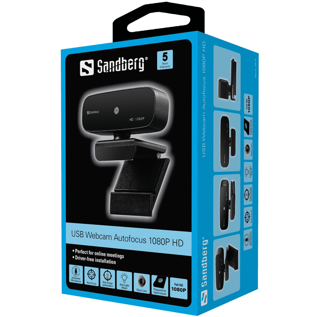 Sandberg USB Webcam Autofocus 1080P HD – image 5
