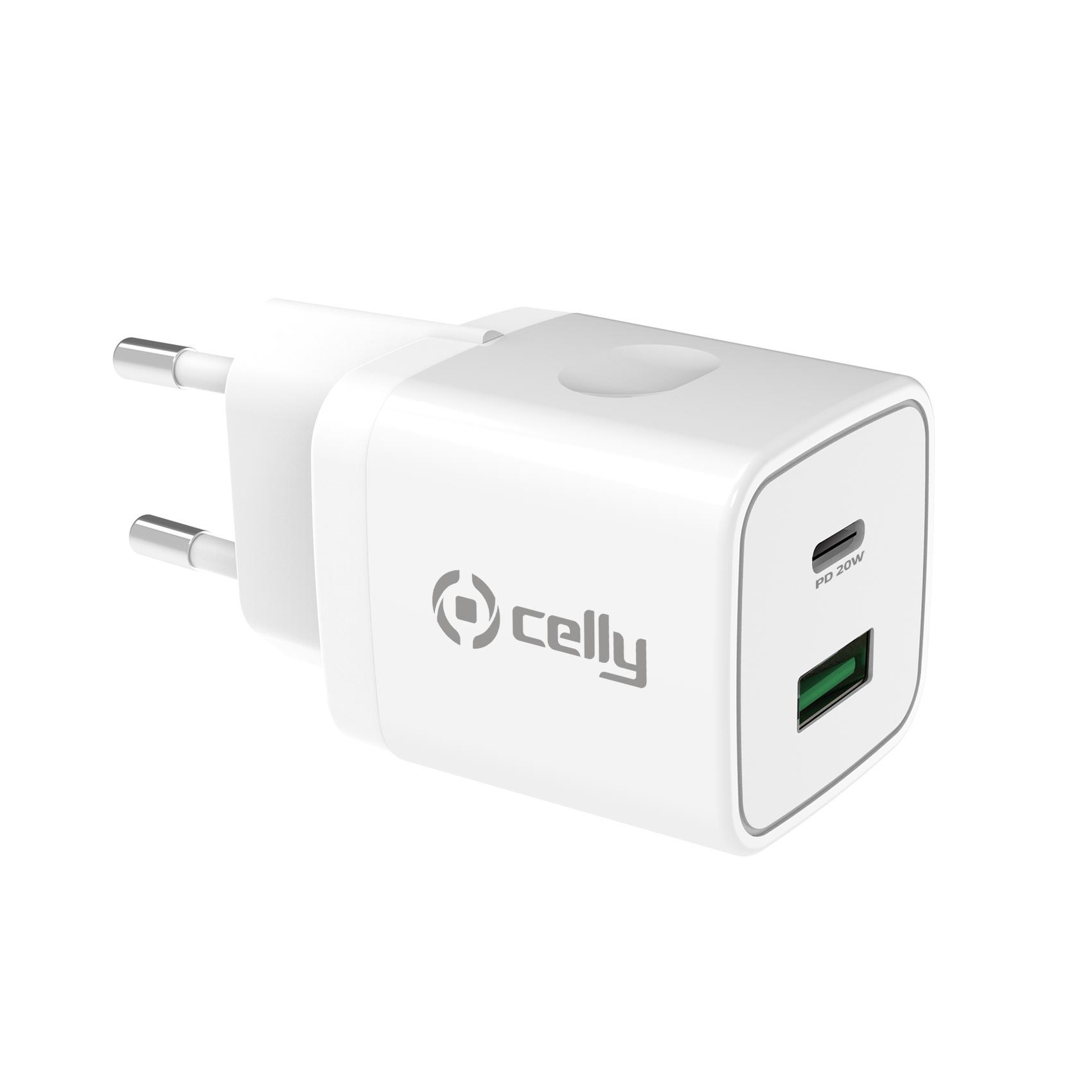 Celly TC2USBUSBC20WWH mobile device charger Smartphone, Smartwatch, Tablet White AC Indoor