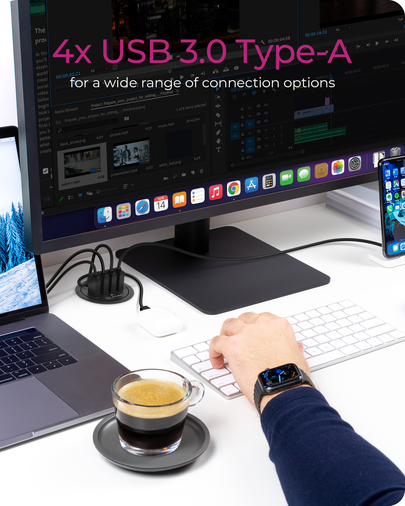ICY BOX IB-HUB1403 USB 3.2 Gen 1 (3.1 Gen 1) Type-A 5000 Mbit/s Black – image 4