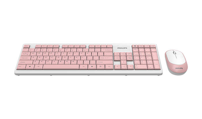 Philips SPT6314P/93 keyboard Mouse included Universal RF Wireless + USB QWERTY English Pink, White – image 2