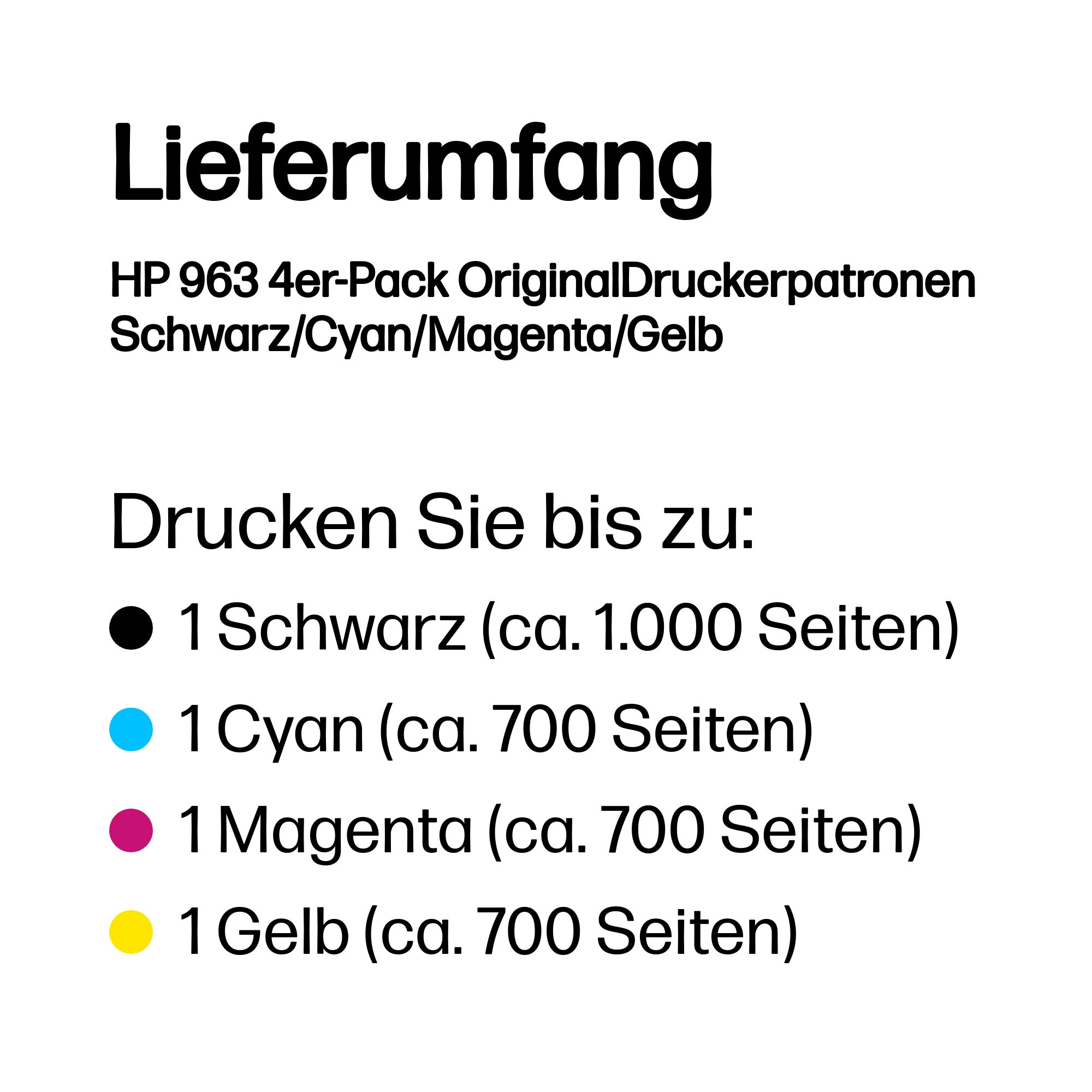 963 4er-Pack OriginalDruckerpatronen Schwarz/Cyan/Magenta/Gelb