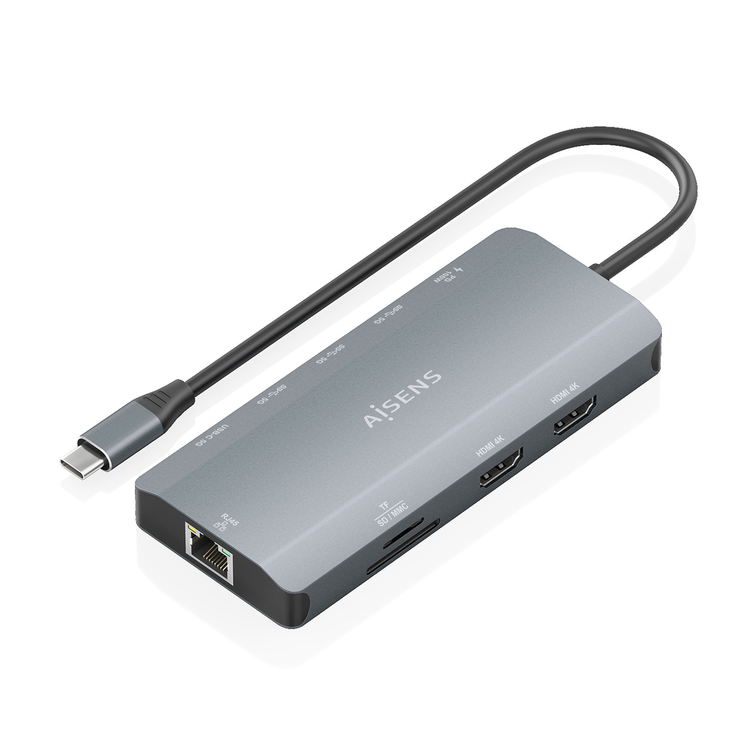 AISENS ASUC-10P052-GR laptop dock/port replicator Wired USB 3.2 Gen 1 (3.1 Gen 1) Type-C Grey – image 1