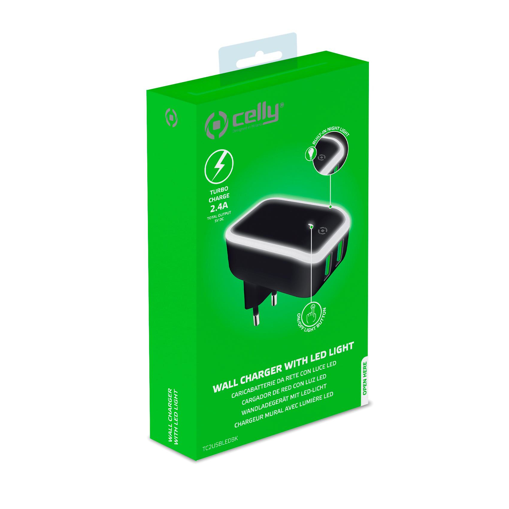 Celly TC2USBLEDBK mobile device charger Universal Black, White AC Indoor – image 4