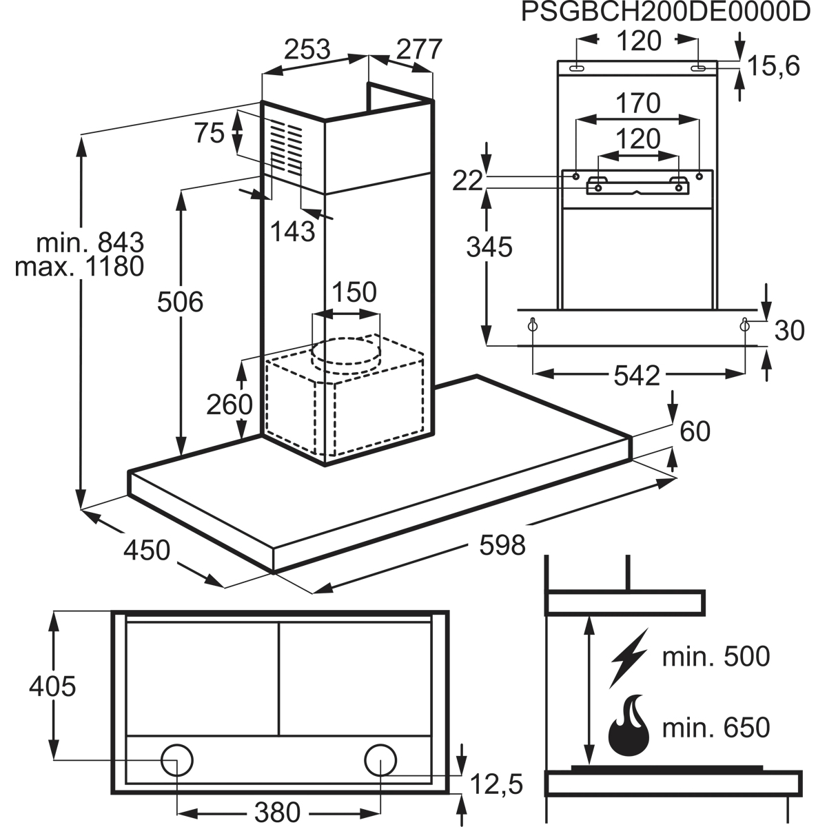 AEG DBB4651M Wall-mounted Stainless steel 600 m³/h – image 8