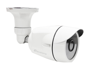 LevelOne HUBBLE Fixed IP Network Camera, H.265, 3-Megapixel, 802.3af PoE, IR LEDs, Indoor/Outdoor