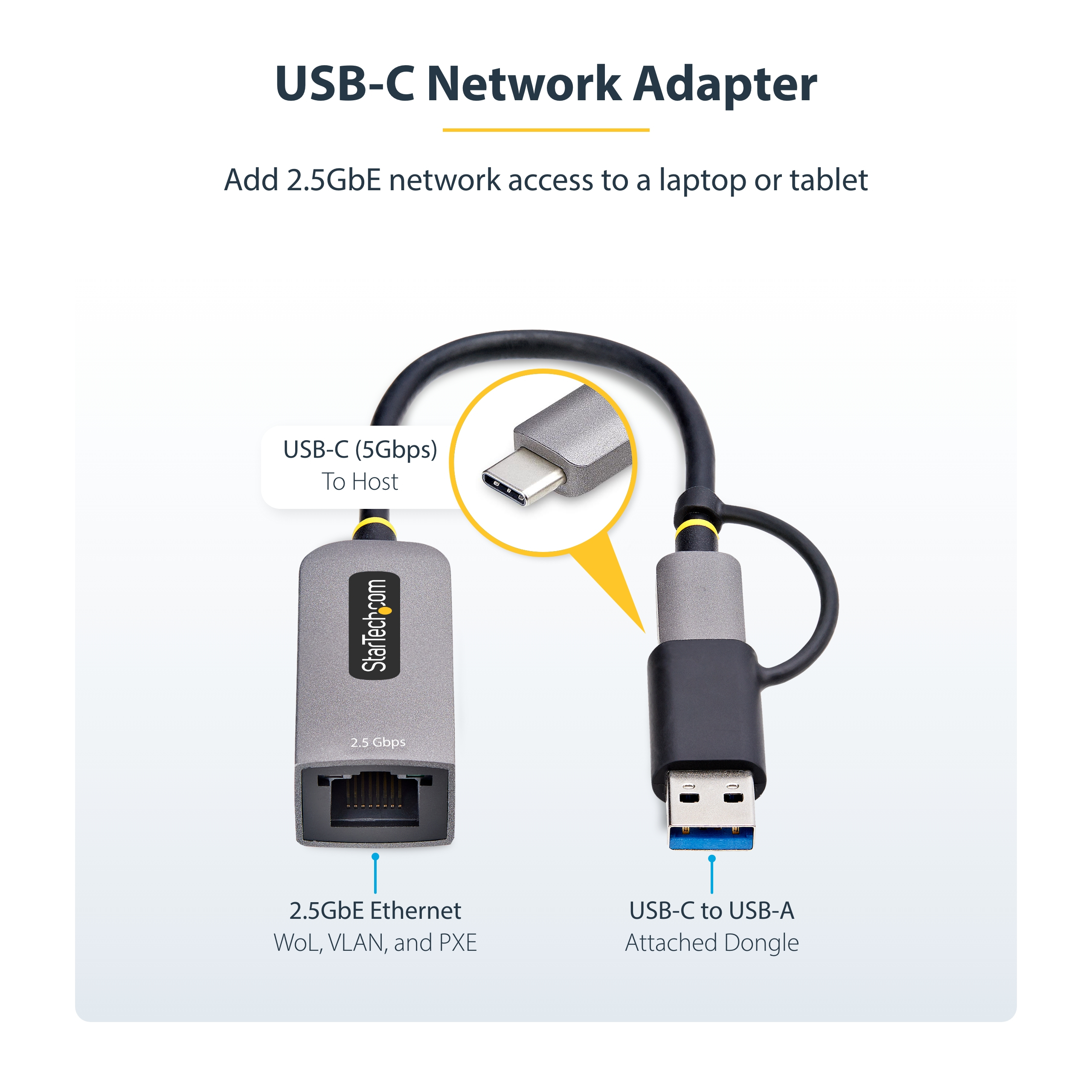 صورة محول StarTech.com U2GA-USB-C-ETHERNET 2.5GbE USB-C إلى إيثرنت