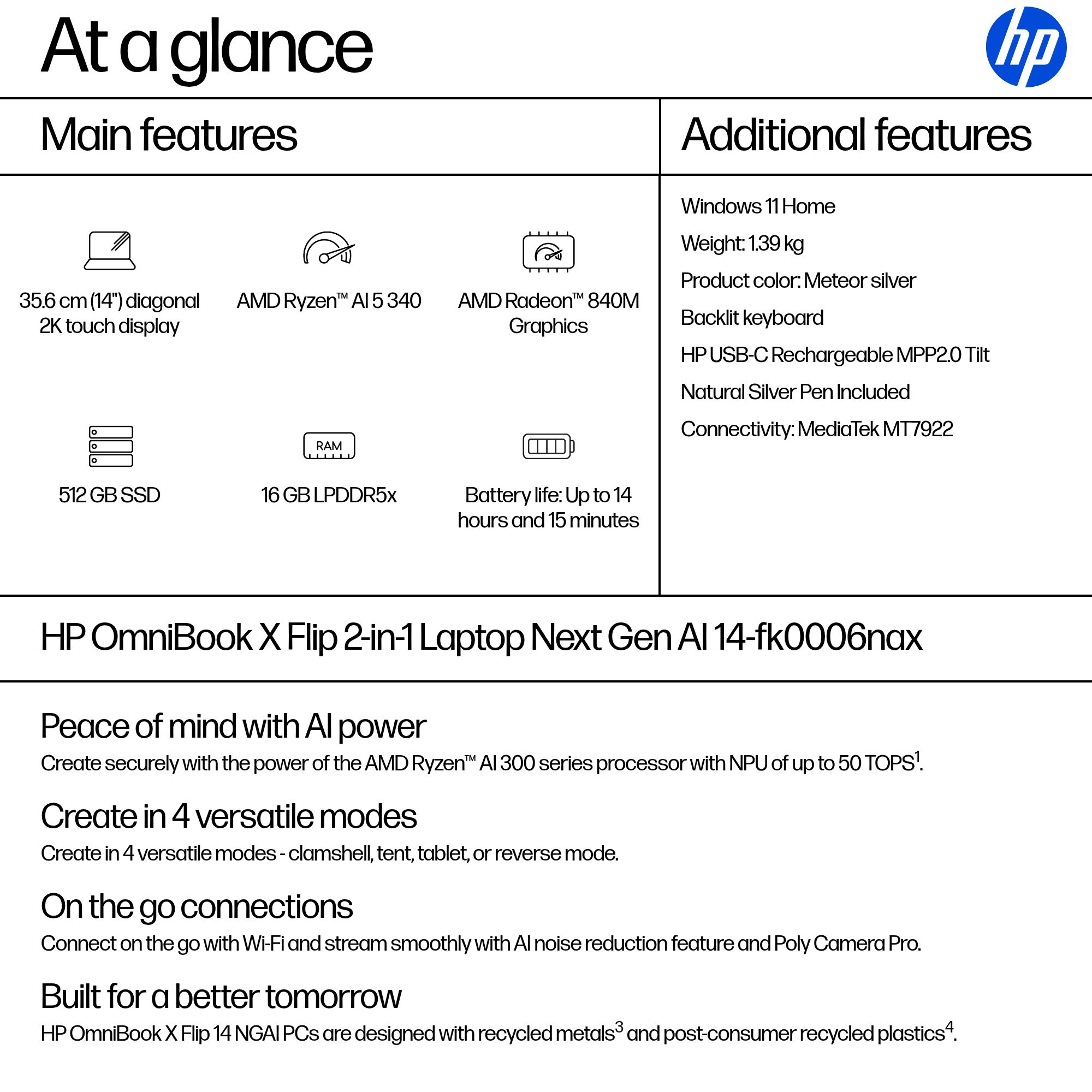 HP OmniBook X Flip 2-in-1 Laptop Next Gen AI 14-fk0006nax – image 4