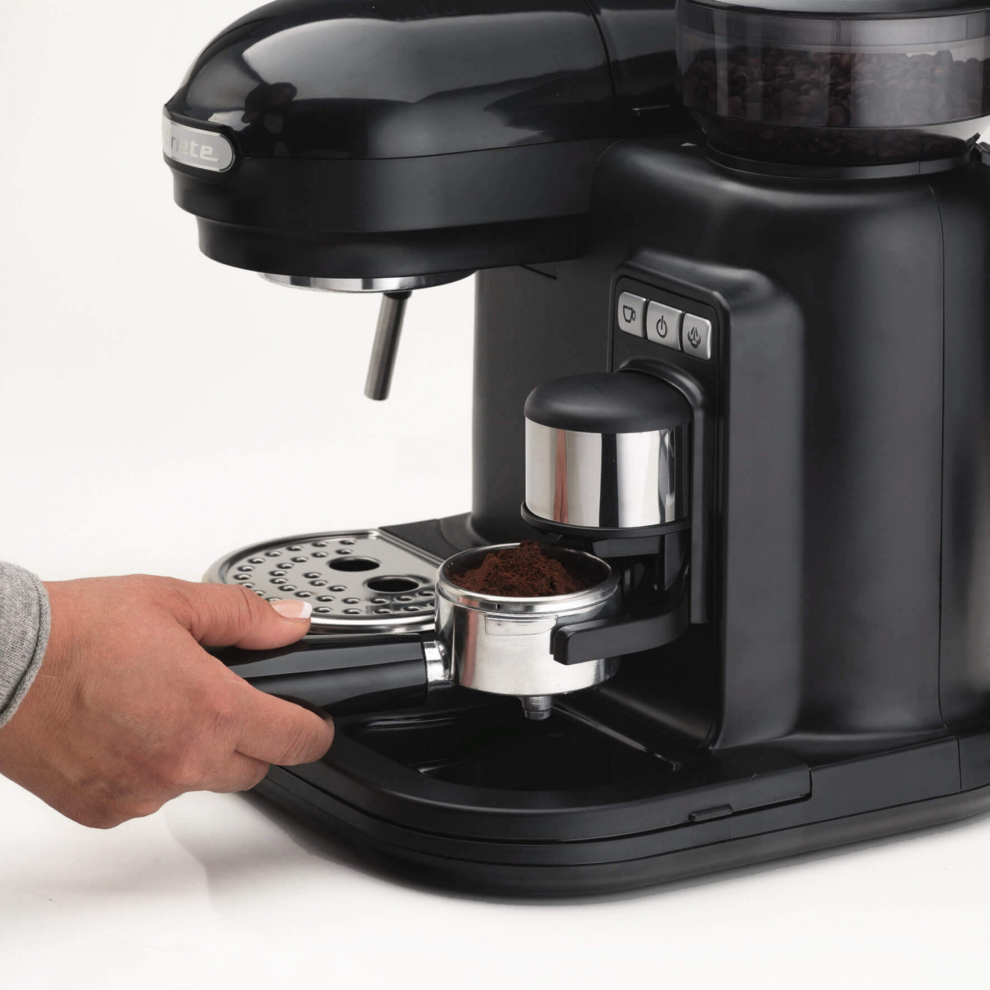 Ariete 1318 Moderna Espresso Machine with Integrated Coffee Grinder, For Coffee Beans and Ground Coffee, Milk Frothing Cappuccino Maker, 1 and 2 Cup Filter, 108 – image 4