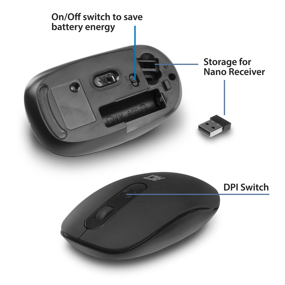ACT Wireless Mouse 1200 DPI, eco-friendly, made from recycled materials – image 4