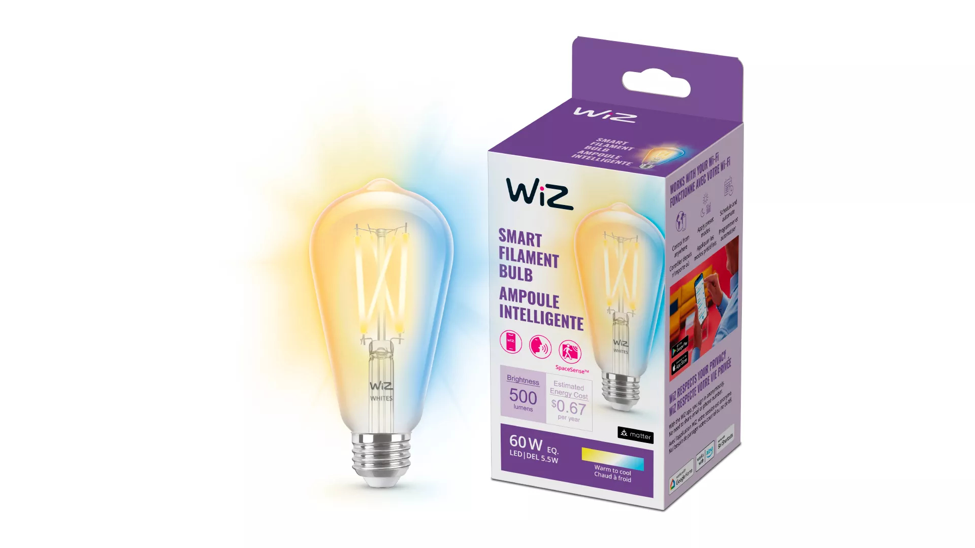 WiZ 046677603939 smart lighting Smart bulb Wi-Fi/Bluetooth – image 2