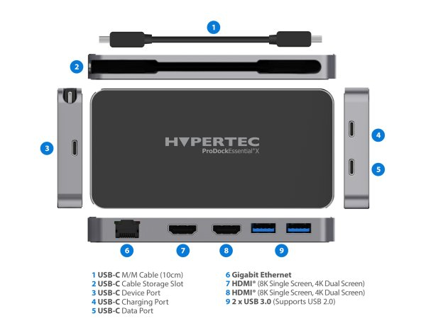 Hypertec ProDock Essential X - Universal USB-C Dock with Dual HDMI and Ethernet – image 6