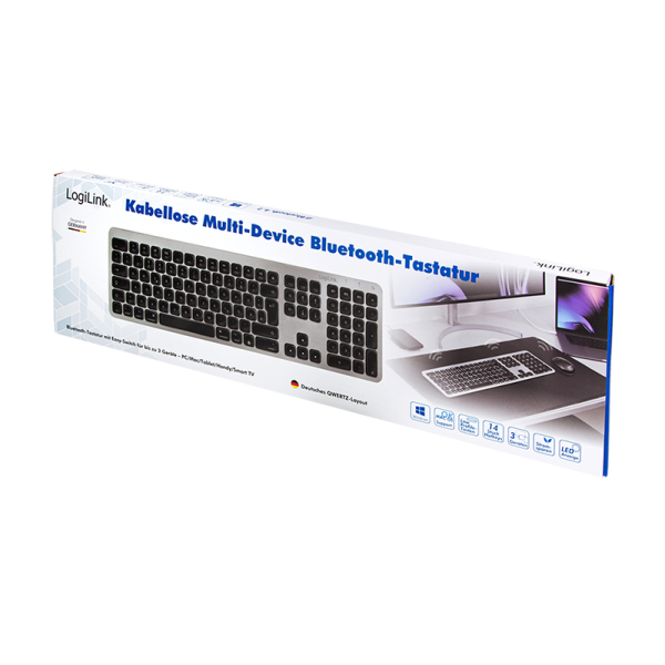 LogiLink ID0206 keyboard Office Bluetooth QWERTZ German Grey – image 9