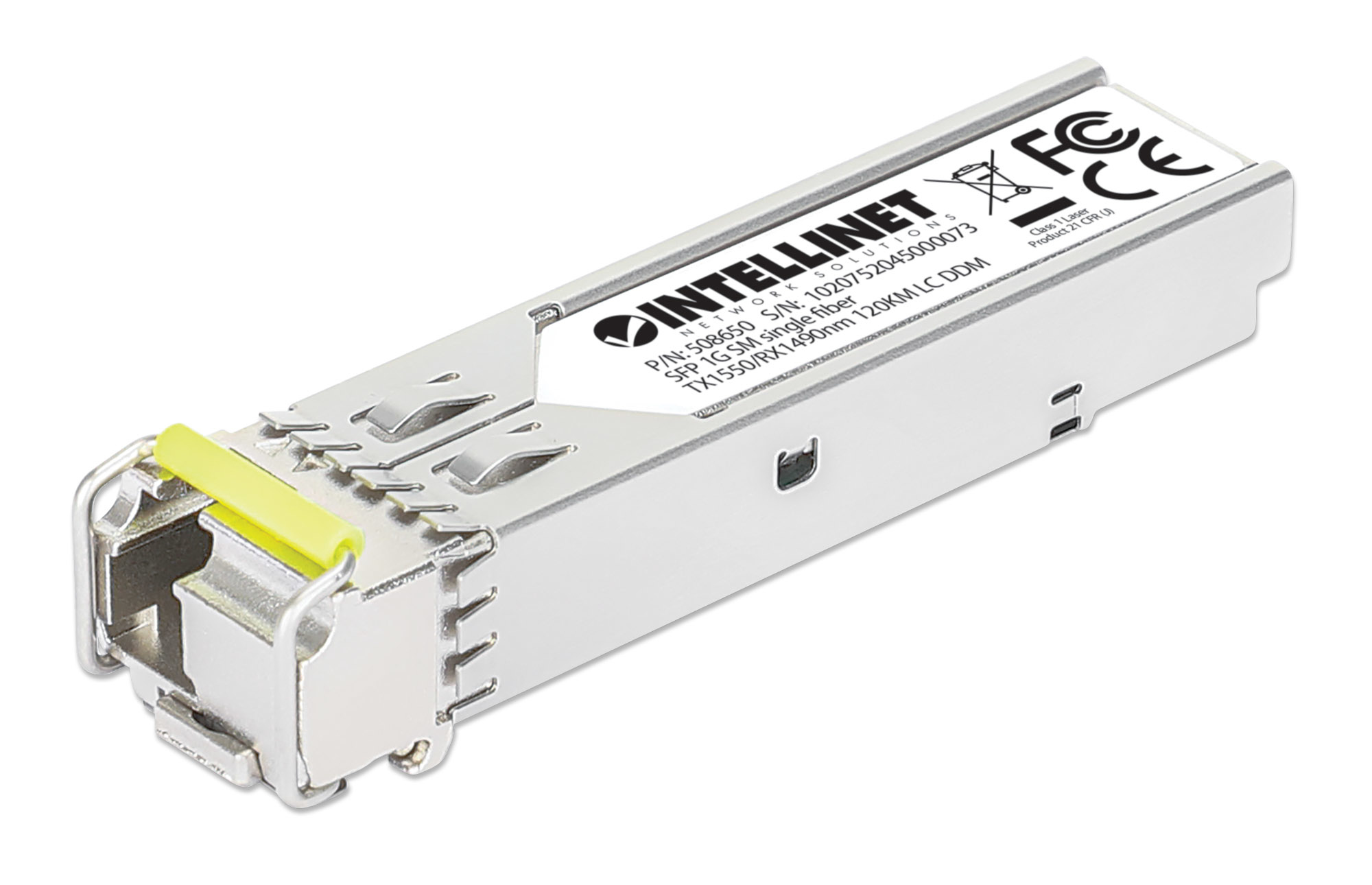 Intellinet Gigabit Fiber WDM Bi-Directional SFP Optical Transceiver Module 1000Base-BX-D (LC) Single-Mode Port, 120 km (75 mi.), BiDi WDM (RX1490/TX1550), MSA-c