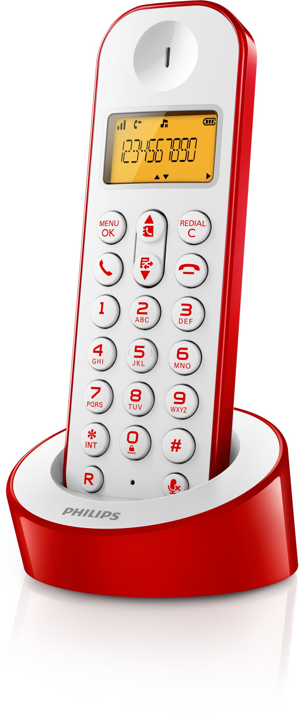 Philips D1201WR/96 telephone DECT telephone Caller ID Red, White – image 1