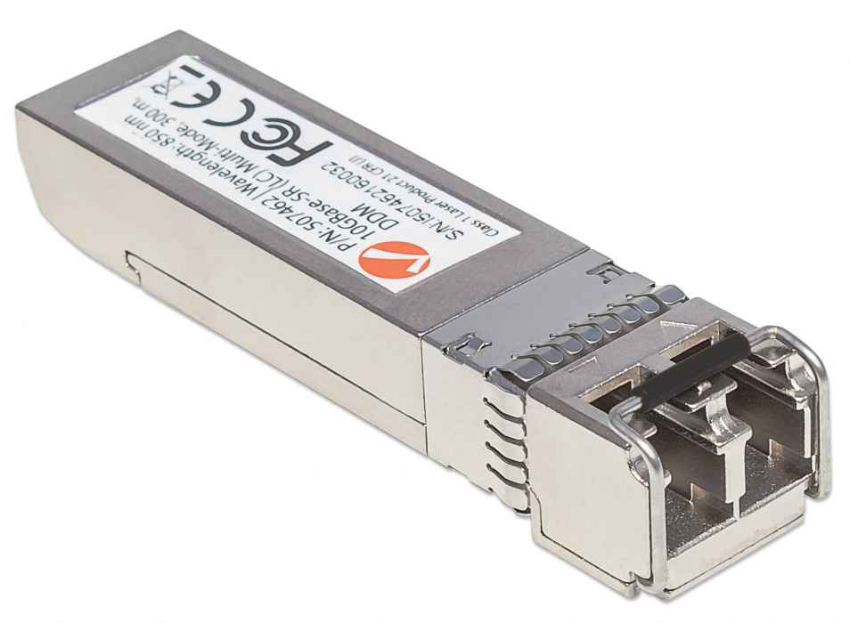 Intellinet Transceiver Module Optical, 10 Gigabit Fiber SFP+, 10GBase-SR (LC) Multi-Mode Port, 300m, Wavelength 850nm, MSA Compliant, Equivalent to Cisco SFP-10 – image 2