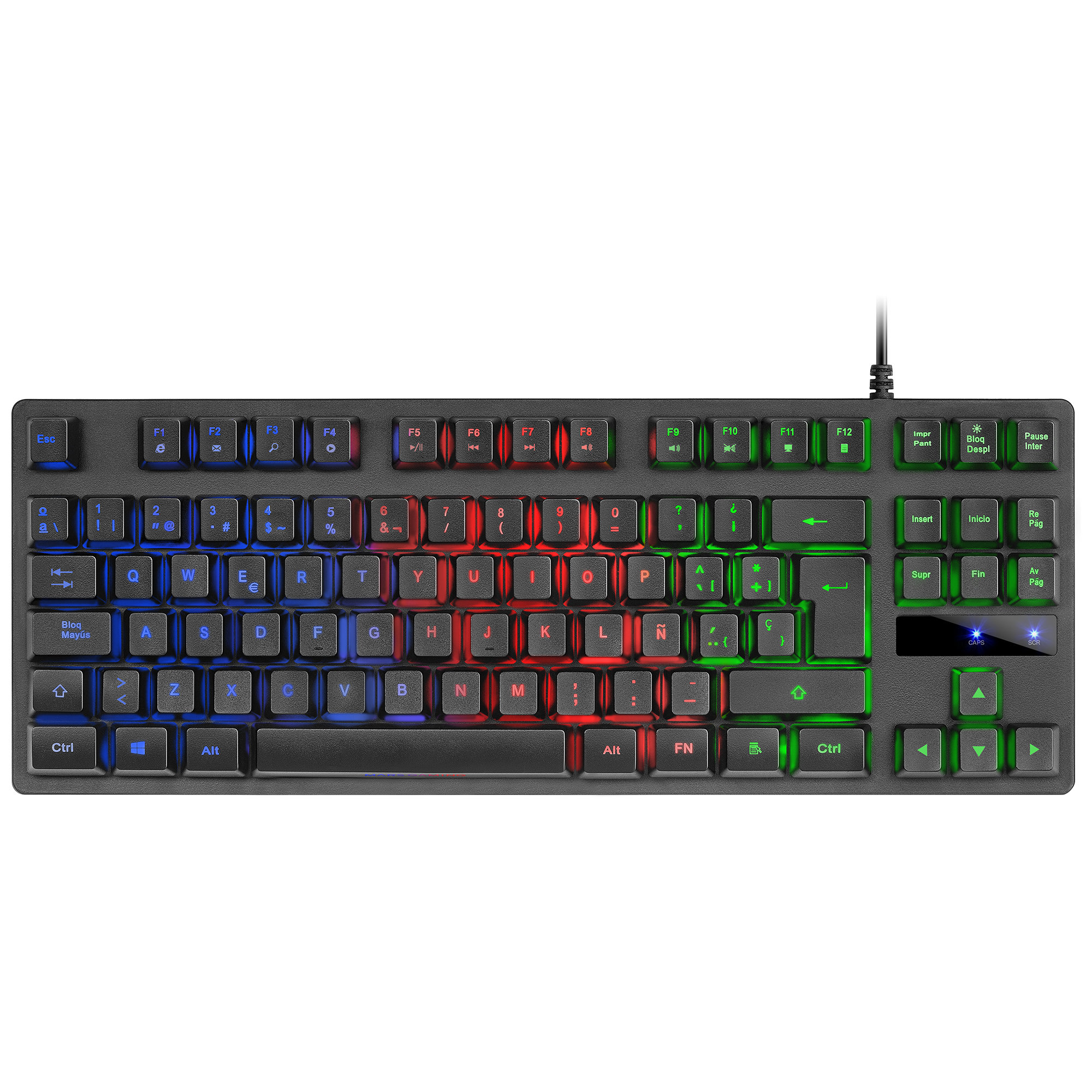 Mars Gaming MK02 Black Gaming Keyboard H-Mech FRGB TKL Antighosting Spanish Language