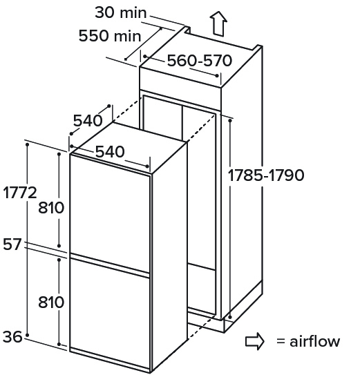 CDA FW852/5 combi-fridge Built-in – image 2