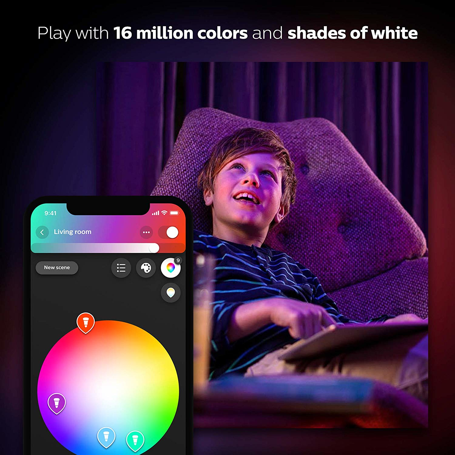 Philips by Signify Philips Hue White and colour ambience Starter kit: 2 E27 smart bulbs (1100) + dimmer switch – image 5