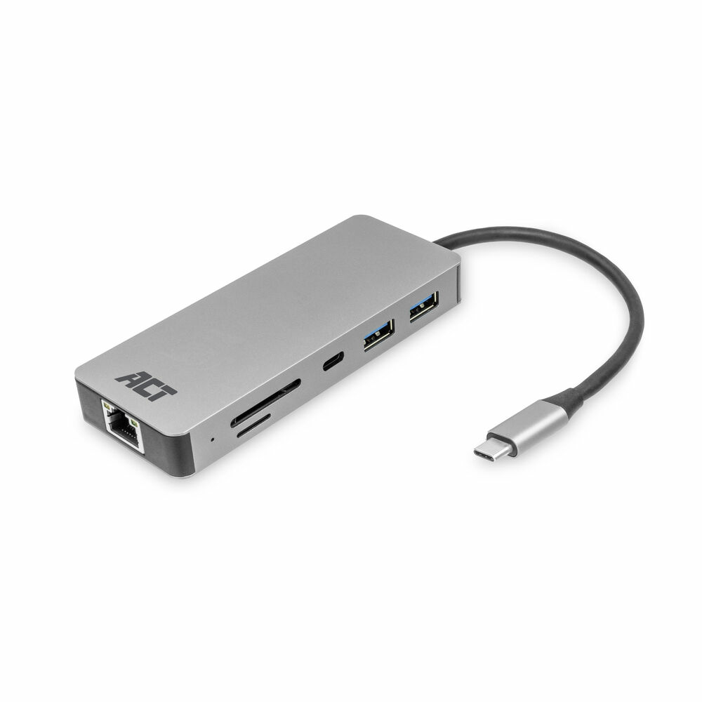 ACT USB-C 4K docking station for 1 HDMI monitor, Ethernet, USB-C, USB-A, card reader and PD pass-through