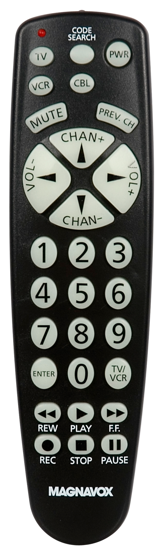 Magnavox MRU3300/17 remote control IR Wireless TV, VCR Press buttons